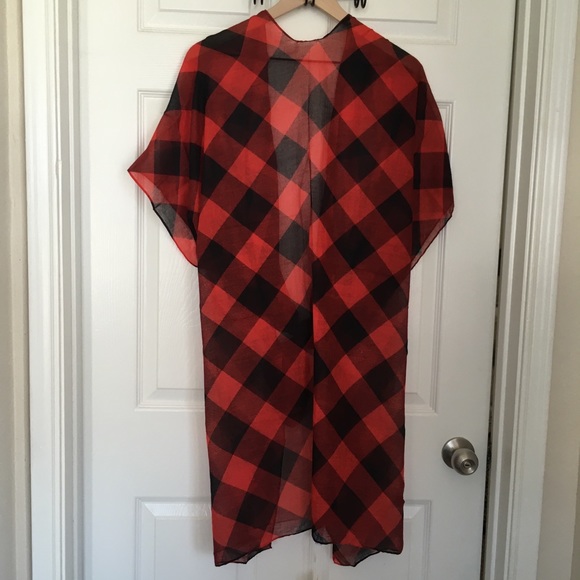 Last one! Holiday Buffalo Check Kimono - Picture 5 of 9